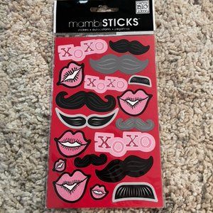 Lips & Mustache XOXO Glitter Scrapbook Stickers